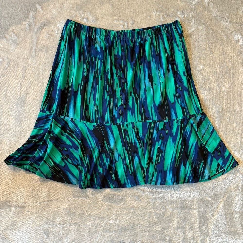 Cato Jungle Abstract Colorful Watercolor A-Line Stretch Skirt Sz 14/16W